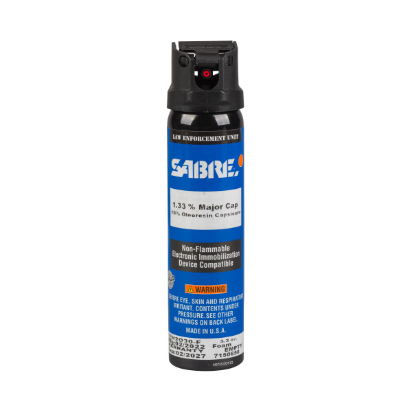 SABRE RED 1.33% MC 3.3 oz Foam Stream (MK-4), 89 mL Pepper Spray with Flip Top Safety, Duty Belt Canisters